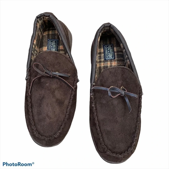 Signature Levi Strauss Brown Plaid House Slippers - Picture 10 of 12